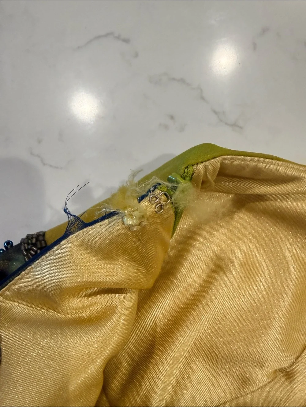 Vintage Fairy 100% Silk Dress in Lime & Navy
